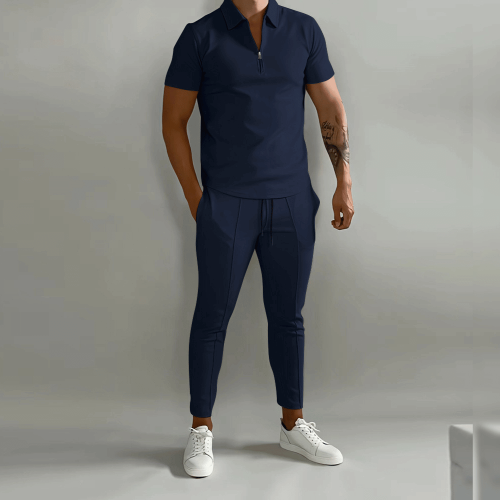 Herren Poloshirt Freizeitset mit Reißverschluss - Norvielle