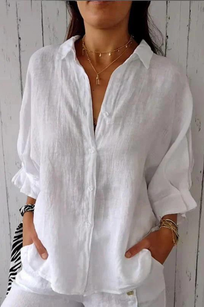 Damenbluse mit Knöpfen Elegantes Design Zeitlos Weiß - Norvielle
