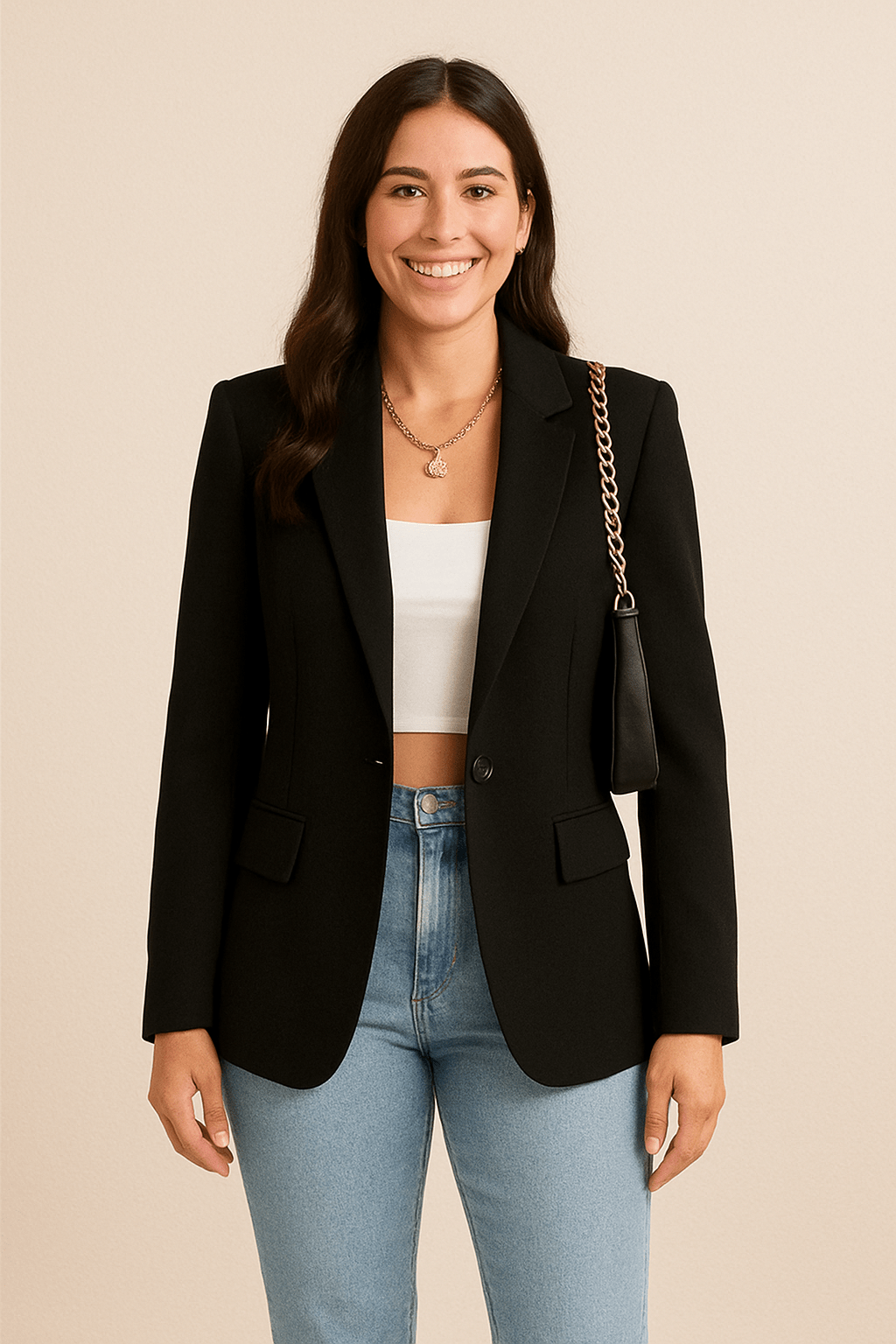 Damen Blazer Klassisch Büro Schwarz - Norvielle