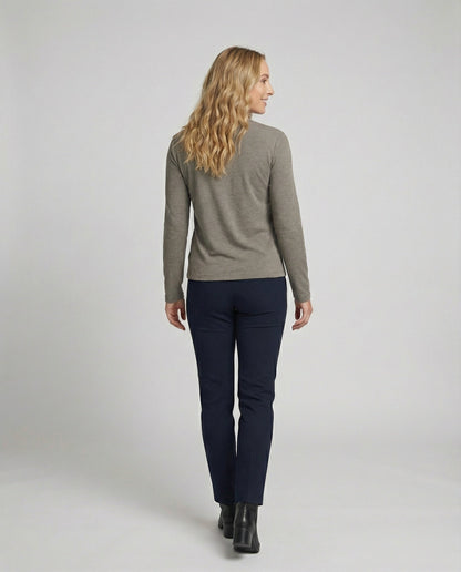 Damen Fleece Langarmshirt Warm mit Taschen