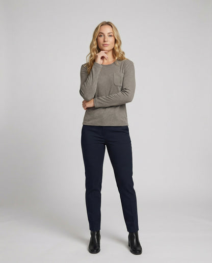 Damen Fleece Langarmshirt Warm mit Taschen