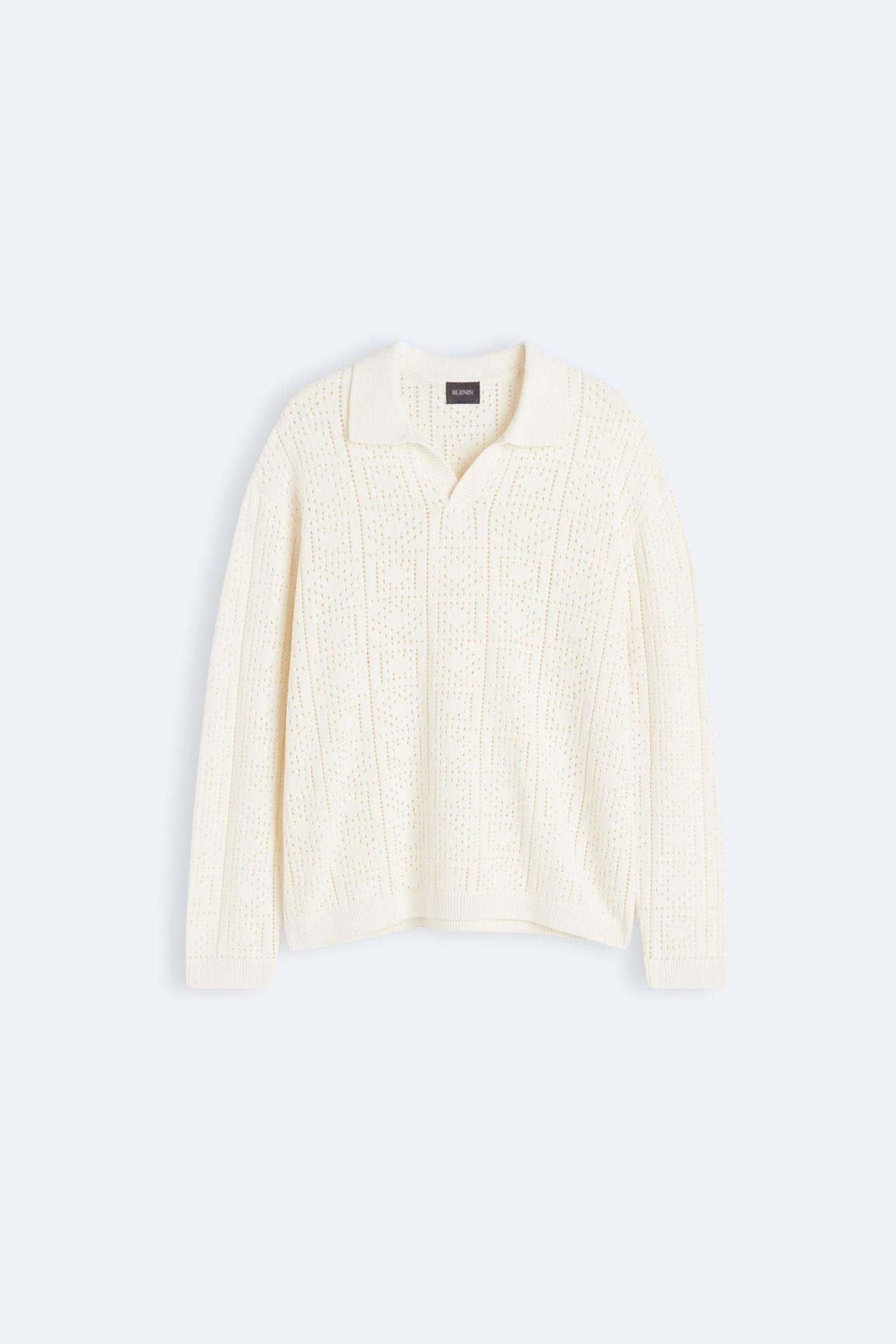 Damen Strickpullover Häkel-Look Polokragen Elegent - Norvielle