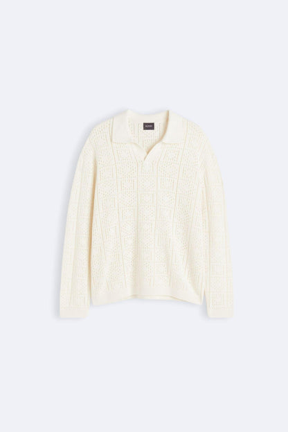 Damen Strickpullover Häkel-Look Polokragen Elegent - Norvielle