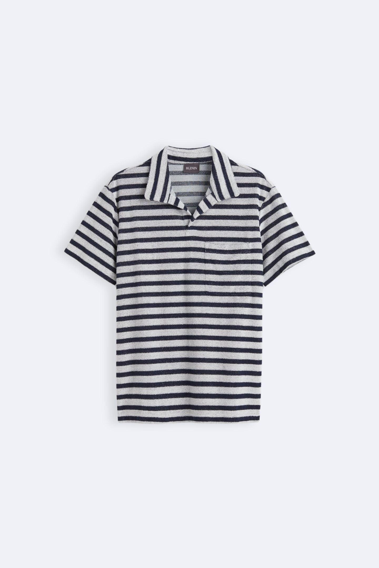 Herren Poloshirt Streifen Marineblau Modern - Norvielle