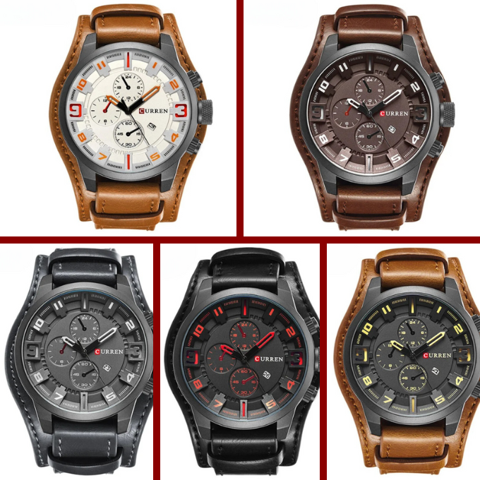 Herren Chronograph Armbanduhr Leder