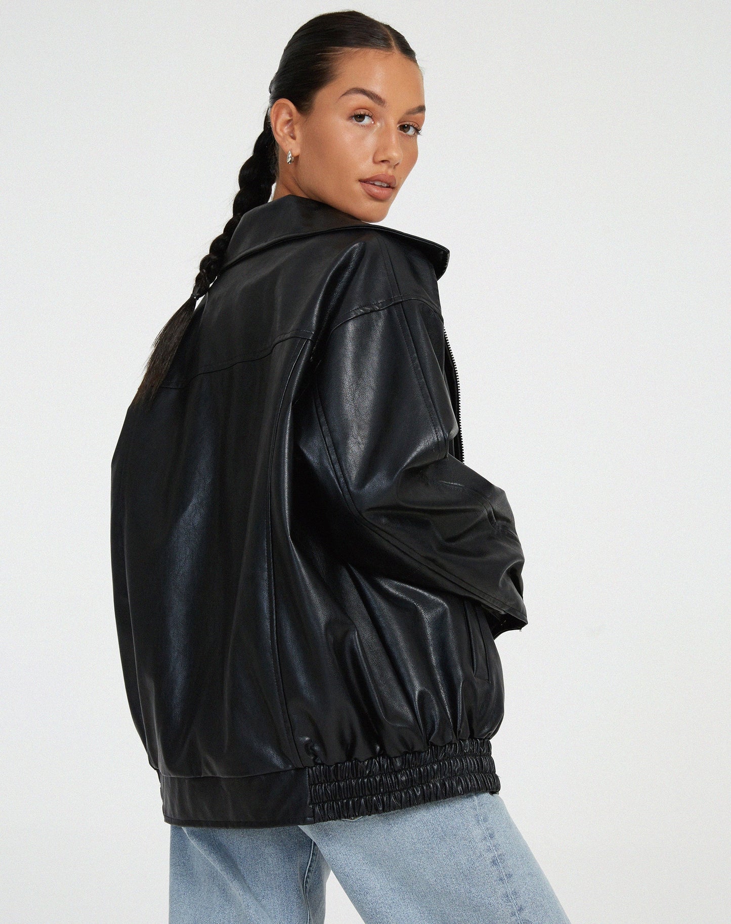 Damen Ledermantel Modernes PU-Leder