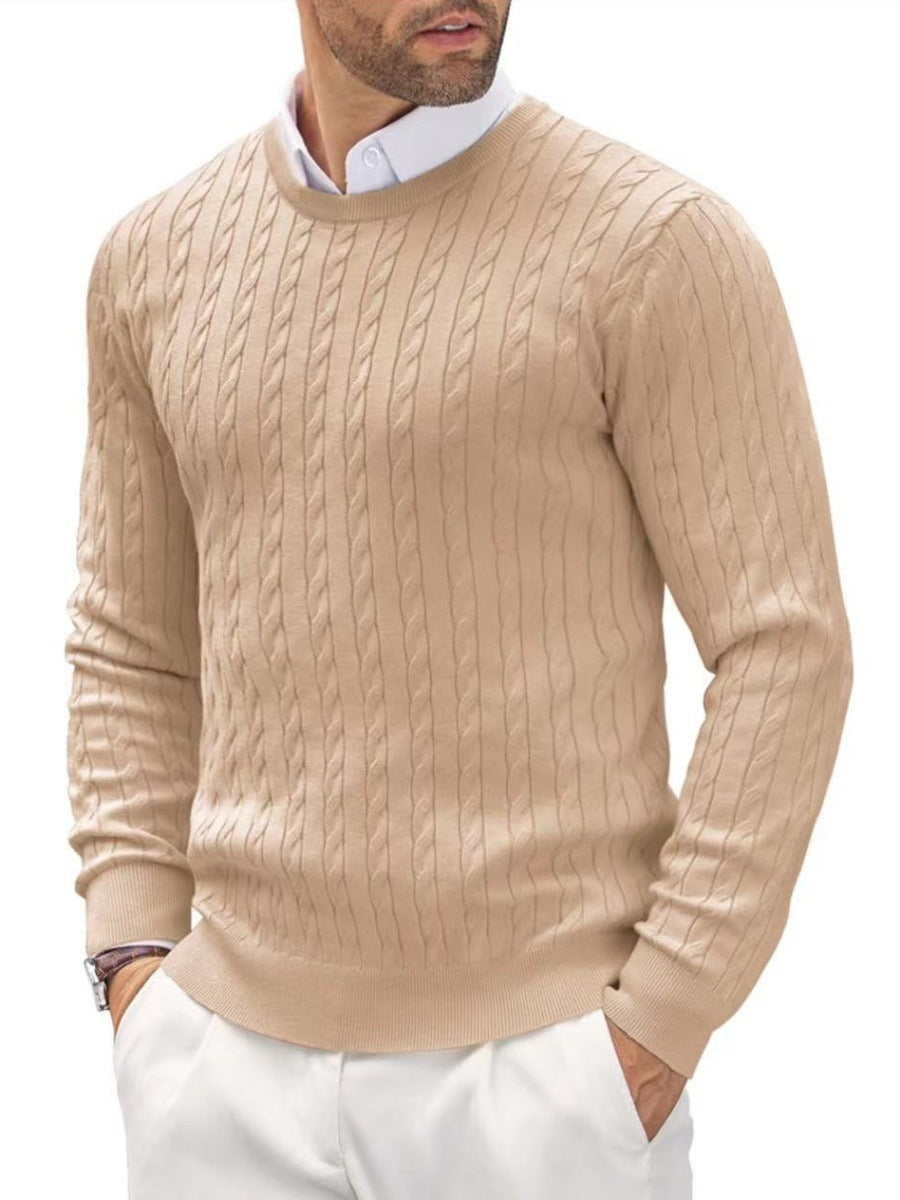 Herren Slim-Fit Pullover Feinstrick Rundhals