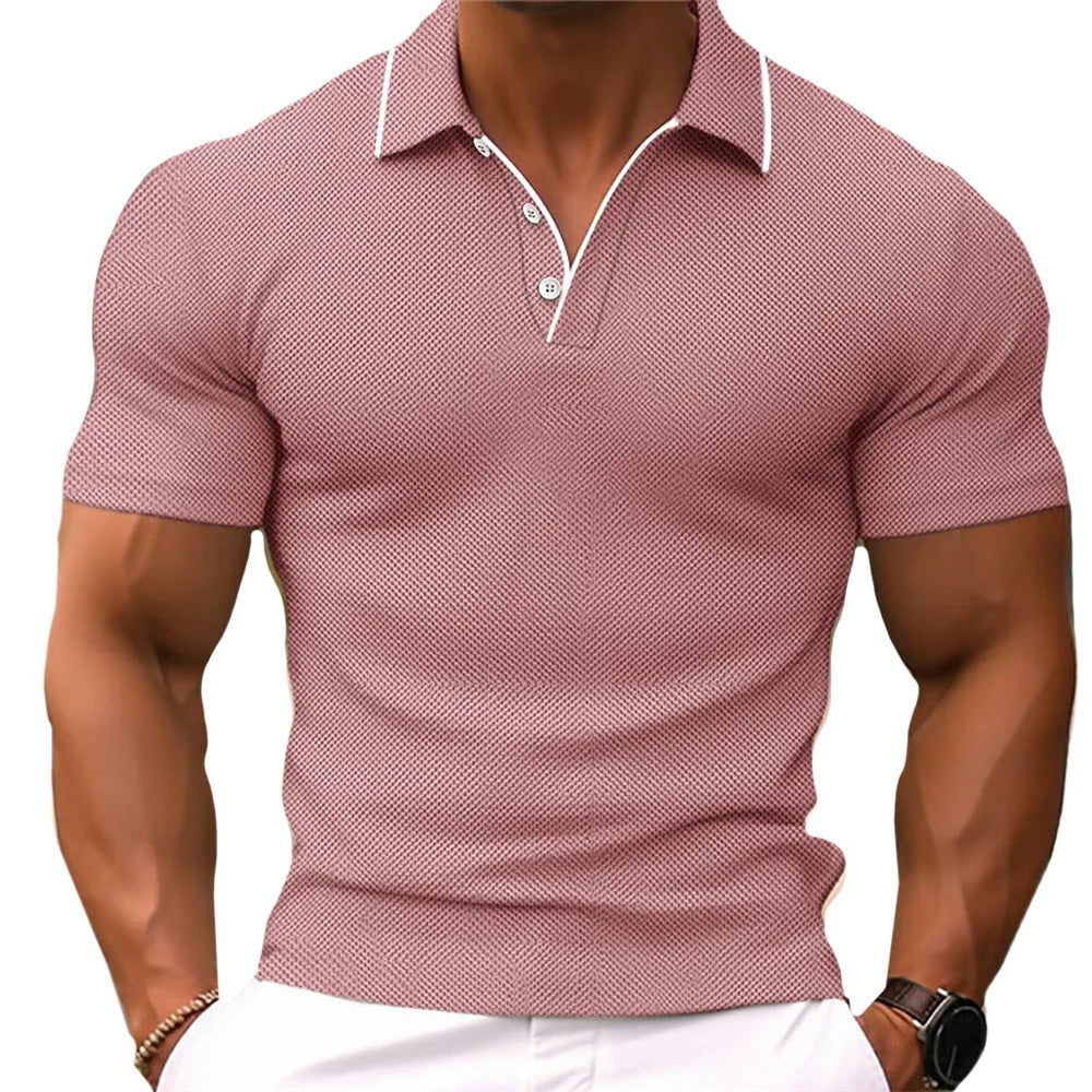 Herren Polo Slim Fit Knopfleiste Modern