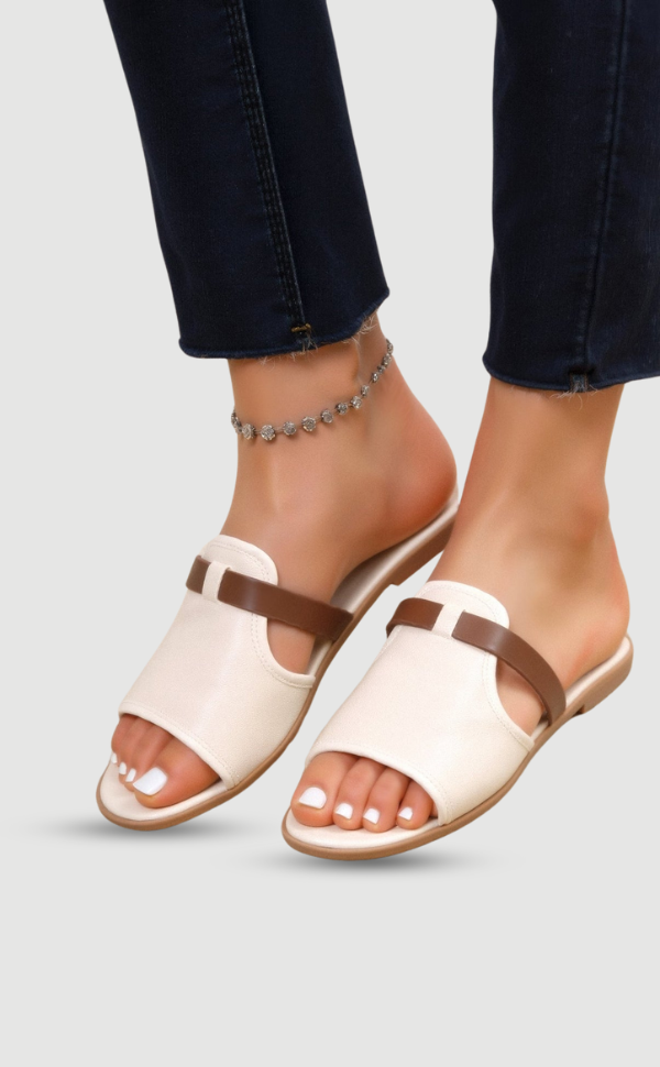 Damen Sandalen Leder Cremeweiß