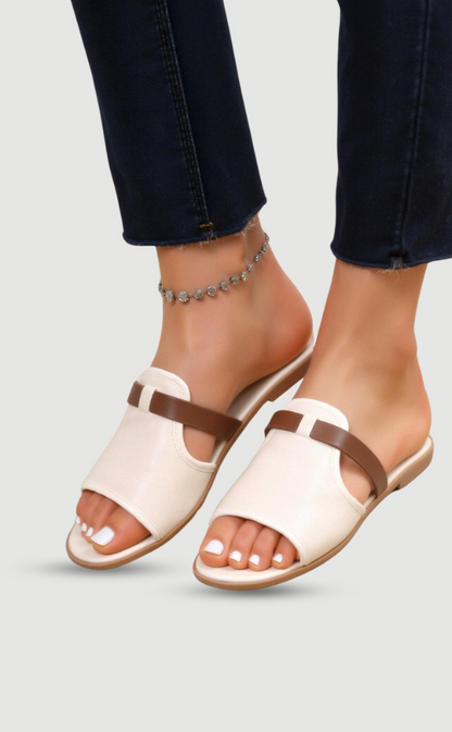 Damen Sandalen Leder Cremeweiß