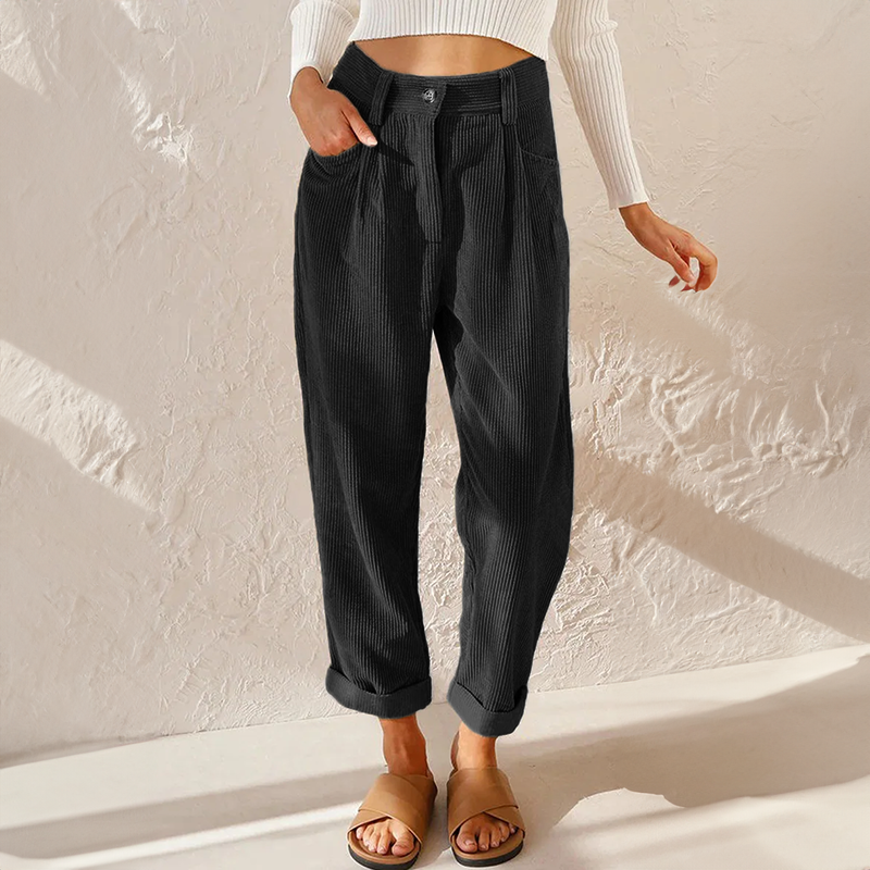 Hohe Taille Damenjeans Lockere Passform Mit Falten