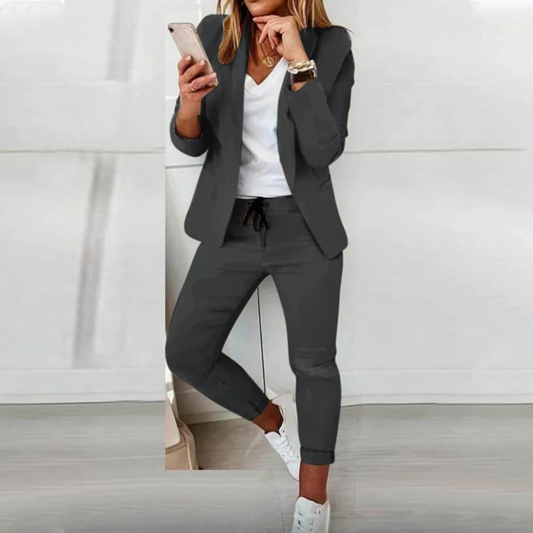 Damen Jogger Anzug Lässiger Blazer Set