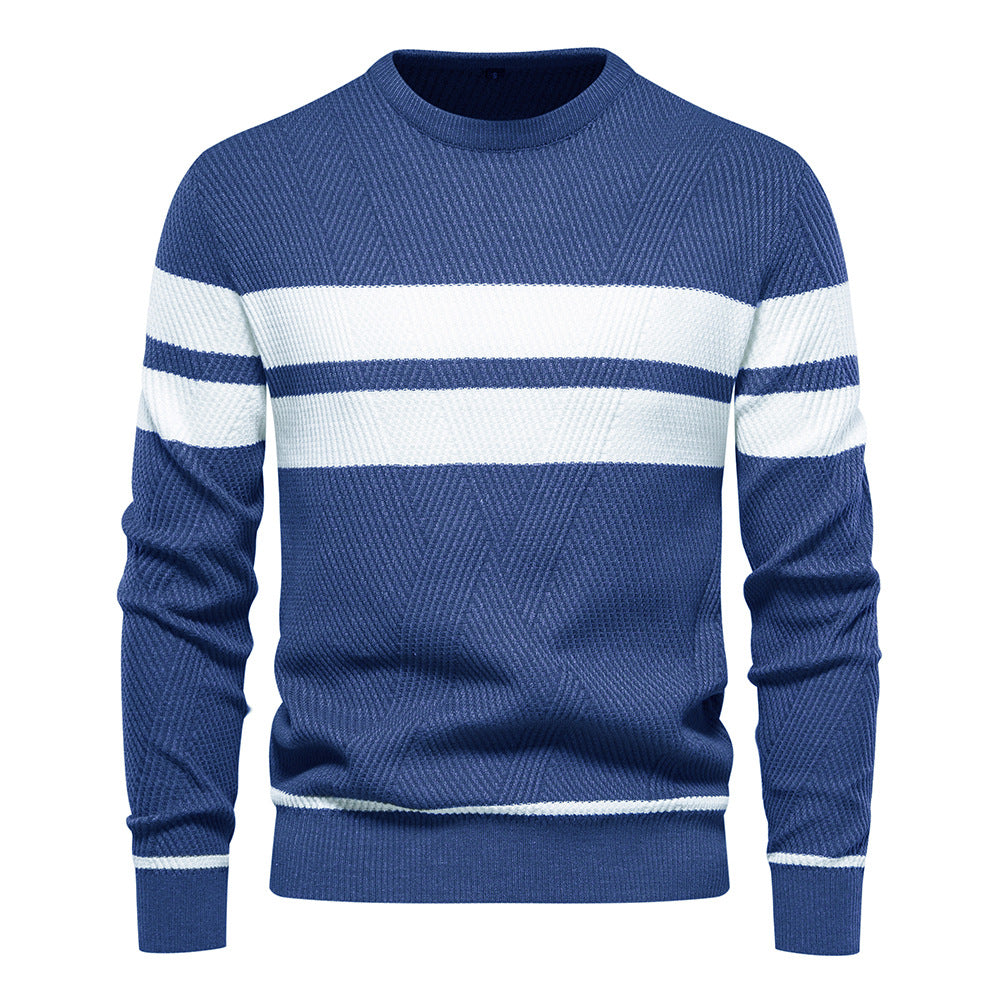 Herren Pullover Rundhals Streifen Klassisch