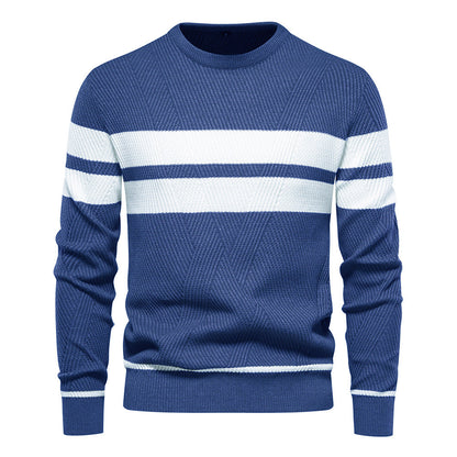 Herren Pullover Rundhals Streifen Klassisch