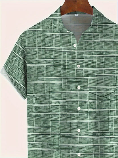 Herren Kariertes Kurzarmhemd Büroshirt Modern