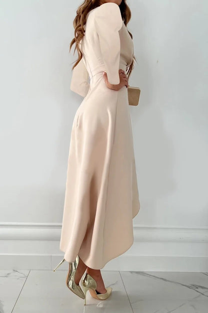 Damen Midi-Kleid V-Ausschnitt mit Schlitz Etui-Stil