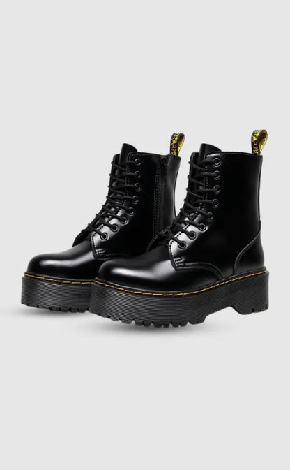 Damen Plateaustiefel Leder Elegant Hoch