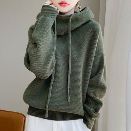 Damen Oversize Strickpullover Mit Kordelzug Gemütlich - Norvielle