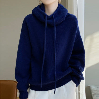 Damen Oversize Strickpullover Mit Kordelzug Gemütlich