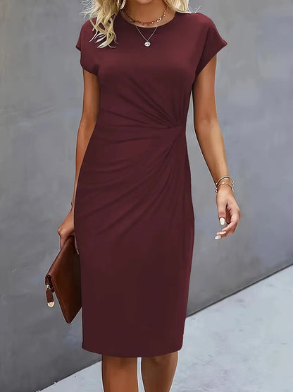 Damen Midi-Kleid mit Schleife Elegantes Vorne