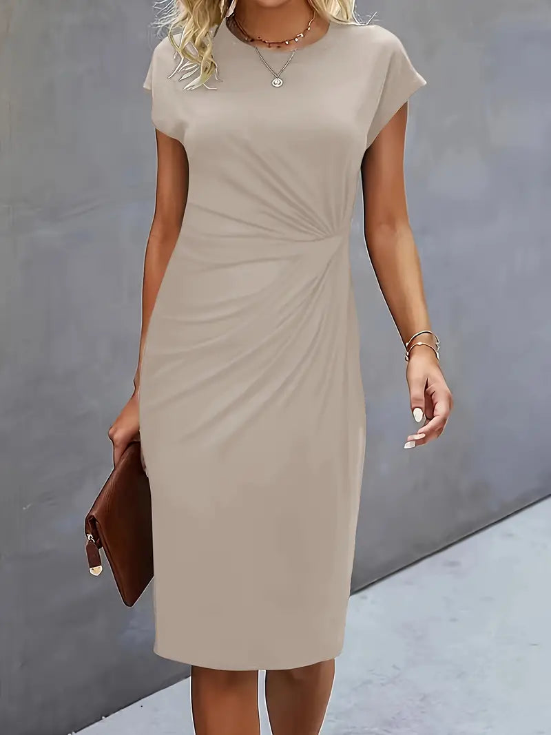 Damen Midi-Kleid mit Schleife Elegantes Vorne
