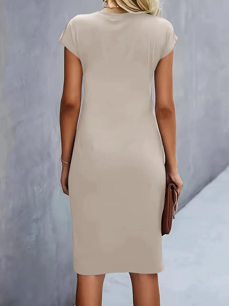 Katrien Midi-Kleid in Beige – Femininer Look für besondere Anlässe