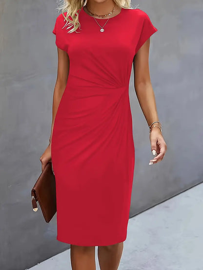 Damen Midi-Kleid mit Schleife Elegantes Vorne