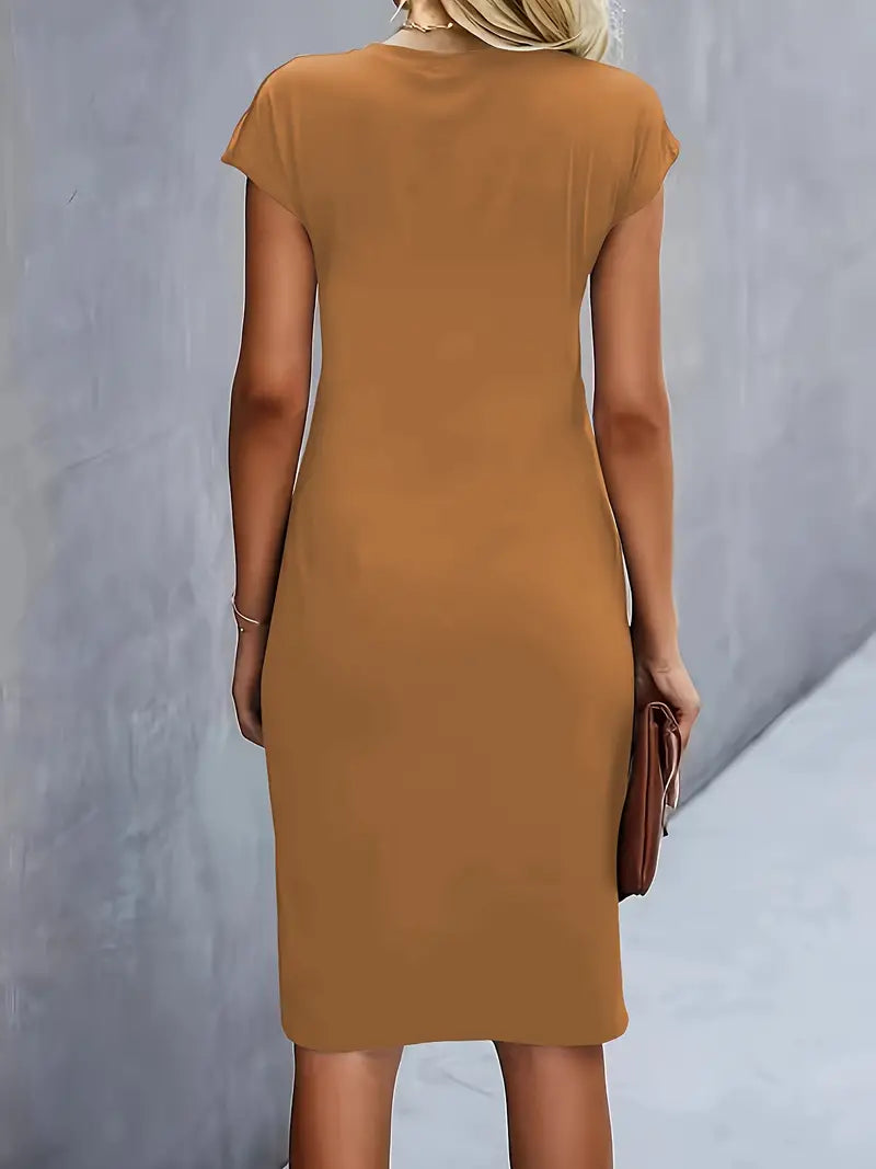 Damen Midi-Kleid mit Schleife Elegantes Vorne