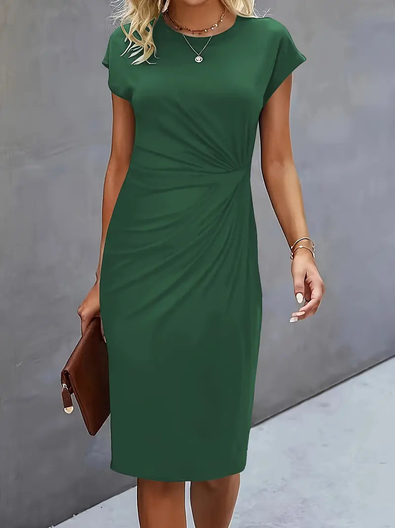 Damen Midi-Kleid mit Schleife Elegantes Vorne