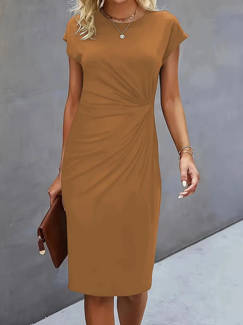 Damen Midi-Kleid mit Schleife Elegantes Vorne