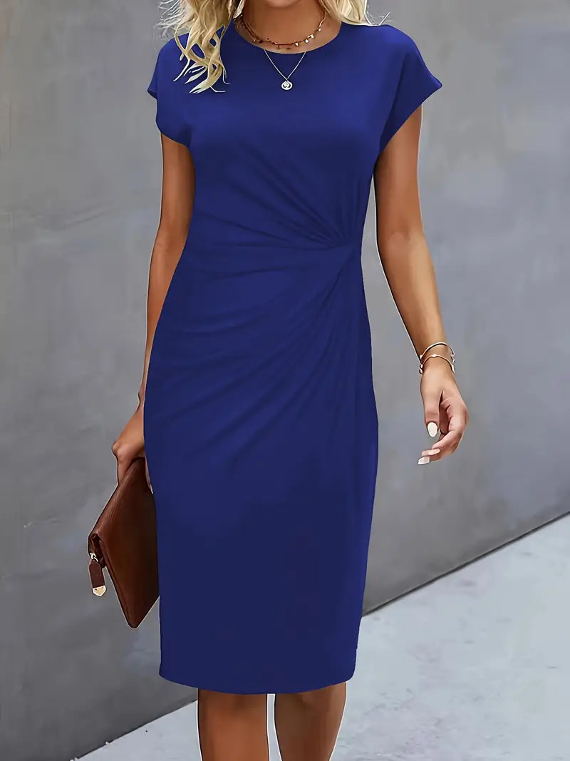 Damen Midi-Kleid mit Schleife Elegantes Vorne