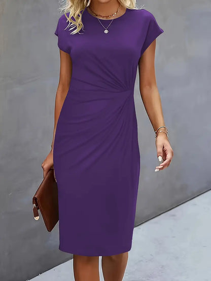 Damen Midi Kleid mit Vorderknoten Elegant