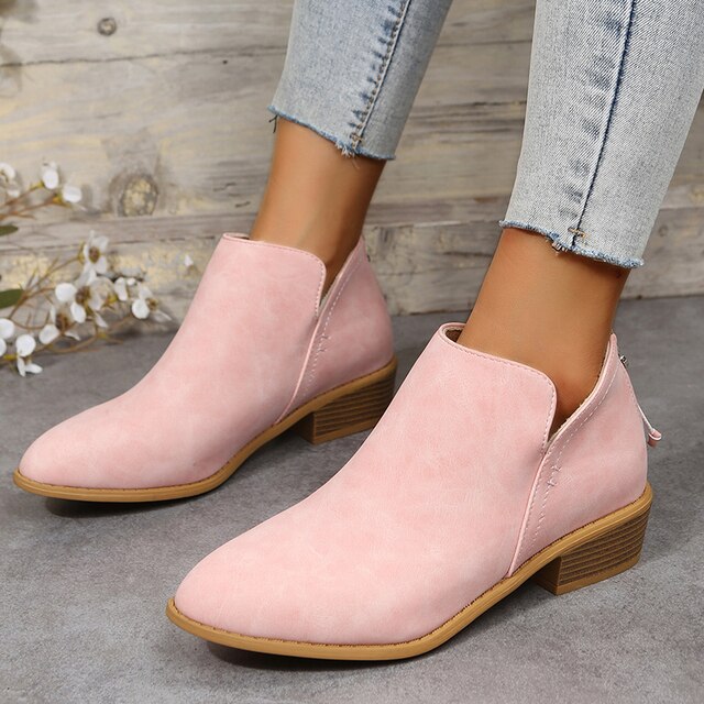 Damen Stiefeletten Niedriger Absatz FreizeitSchuhe