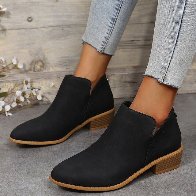Damen Stiefeletten Niedriger Absatz FreizeitSchuhe
