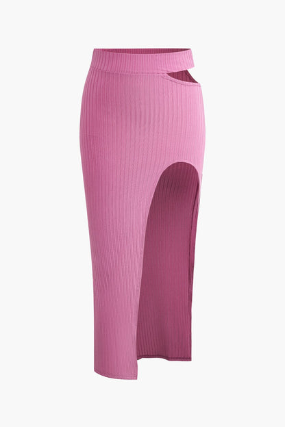 Damen Zweiteiler-Set Asymmetrisch Cut-Out-Details Trendy