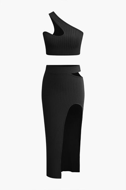 Damen Zweiteiler-Set Asymmetrisch Cut-Out-Details Trendy