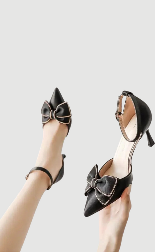 Damen Stilettos Spitz Schuhe mit hohem Absatz und Fliege - Norvielle