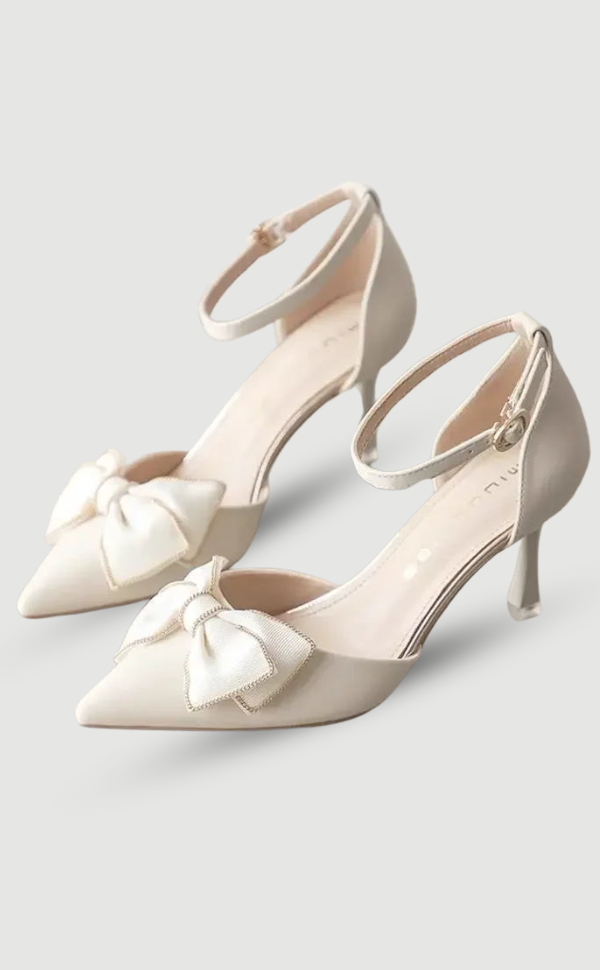 Damen Stilettos Spitz Schuhe mit hohem Absatz und Fliege