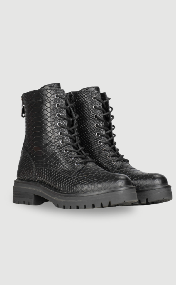 Damen Stiefel Hoch Schmal Lederschwarz - Norvielle