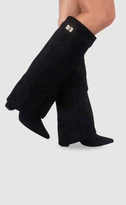 Damen Stiefel Suede Elegant Gold
