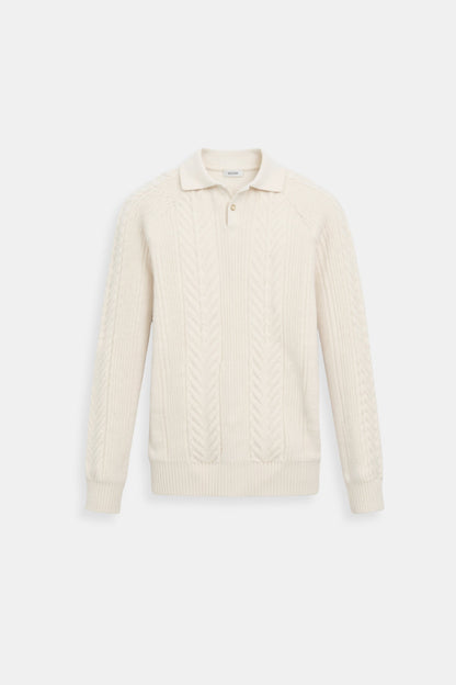 Klassischer Strickpullover Damen Polo Kragen Zopfmuster - Norvielle