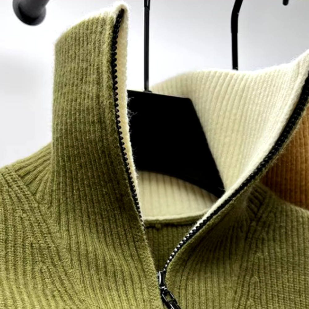 Herren Pullover Stehkragen Reißverschluss Sportlich