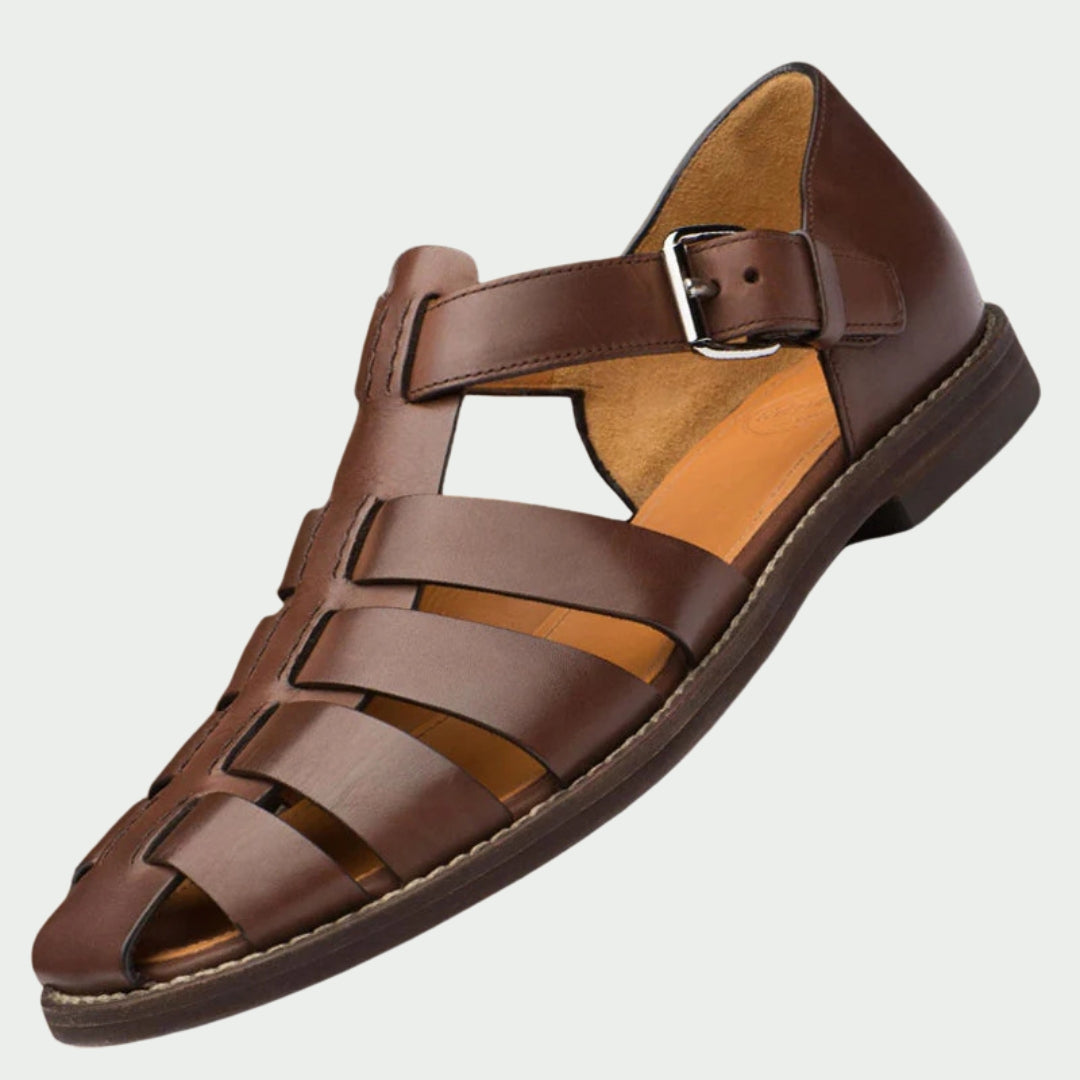Herren Leder Sandalen Elegant Braun