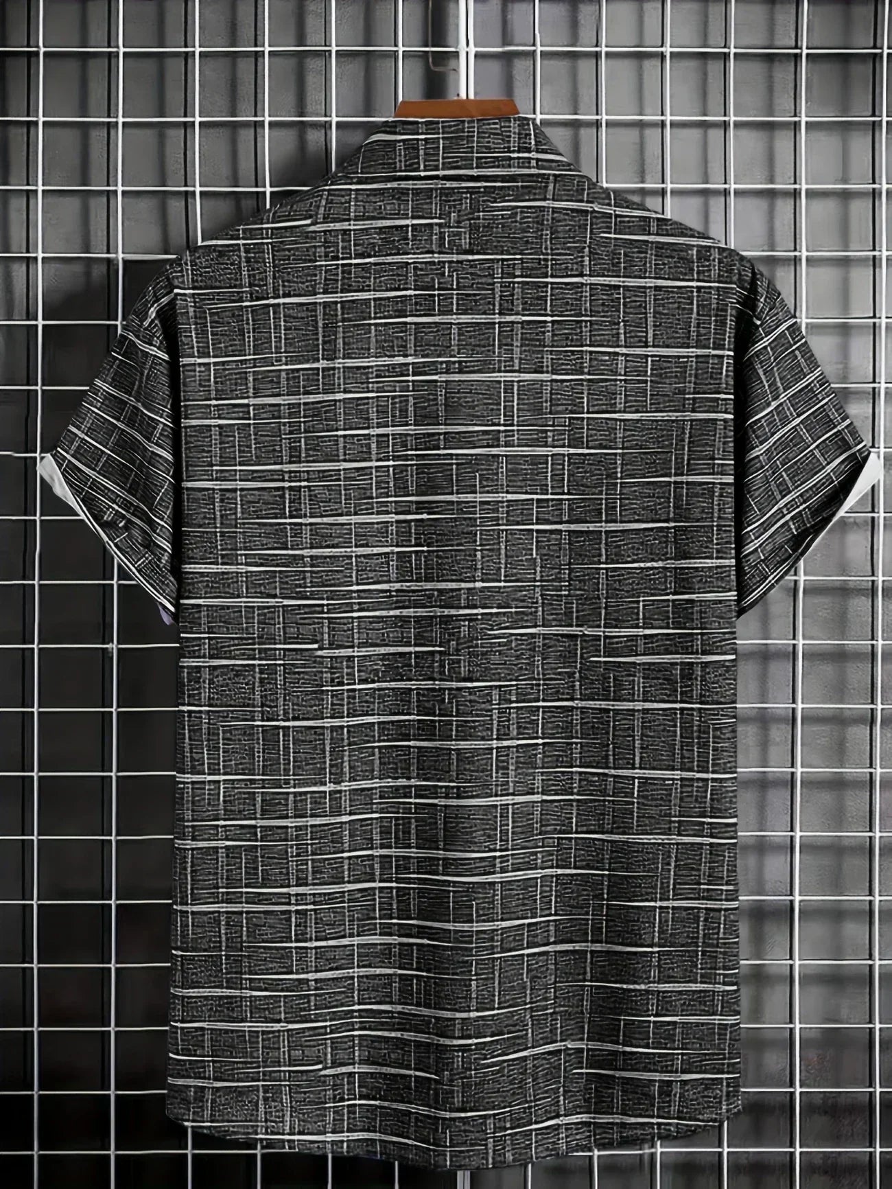 Herren Kariertes Kurzarmhemd Büroshirt Modern