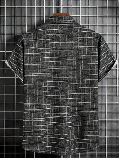 Herren Kariertes Kurzarmhemd Büroshirt Modern