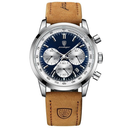 Herren Chronograph Armbanduhr Leder Automatik