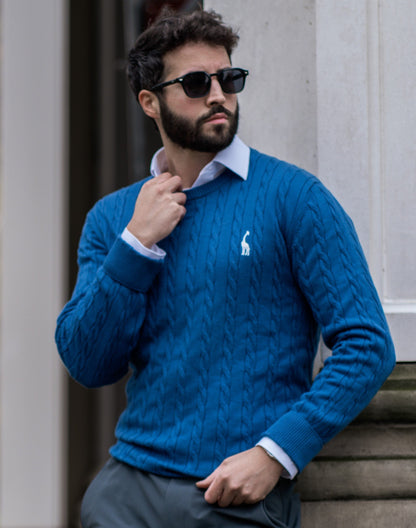 Herren Strickpullover Zopfmuster Baumwolle Bequem