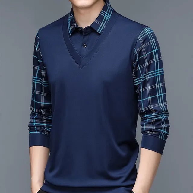 Herren Langarm Poloshirt Klassisch Elegantes Design