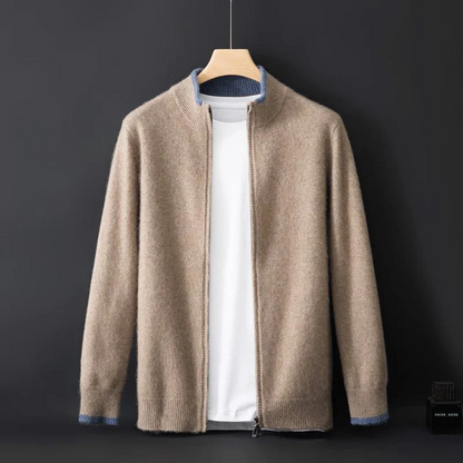 Herren Strickjacke Merino-Wolle Reißverschluss Warm - Norvielle