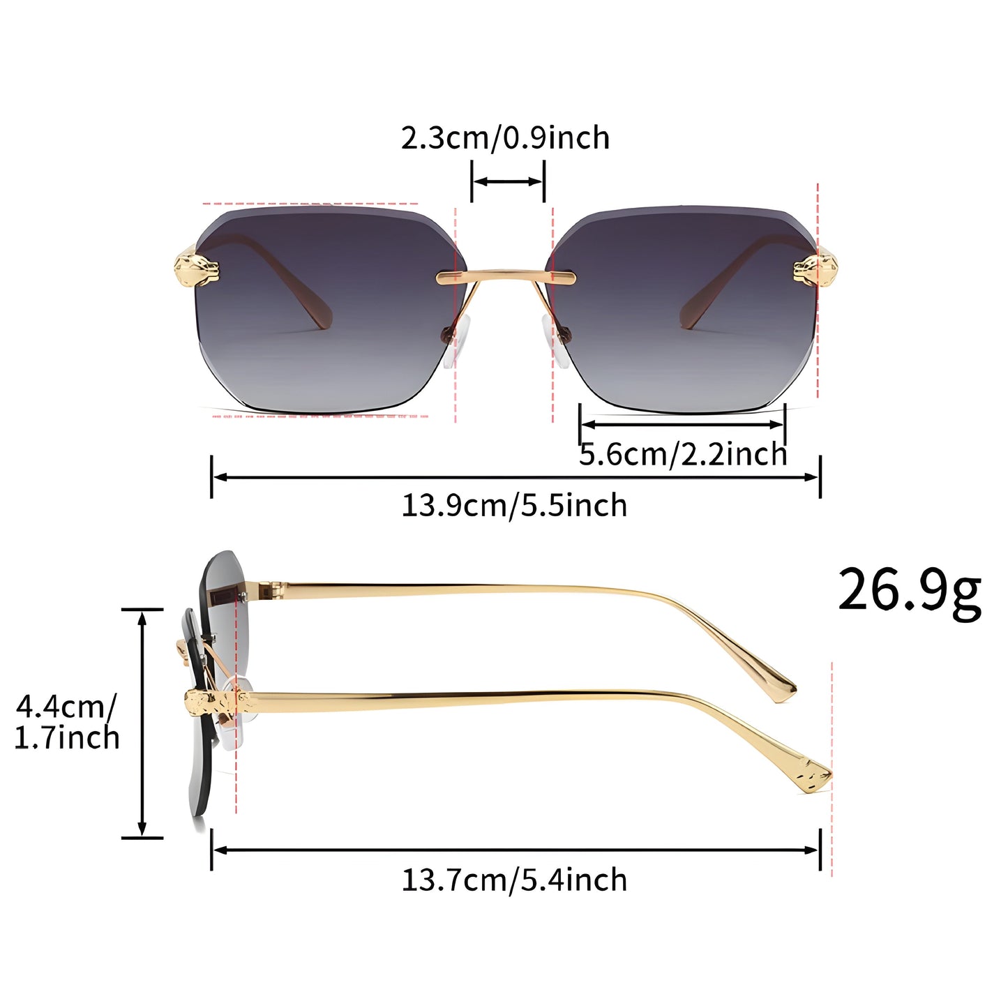 Herren Sonnenbrille Rahmenlos Sportlich